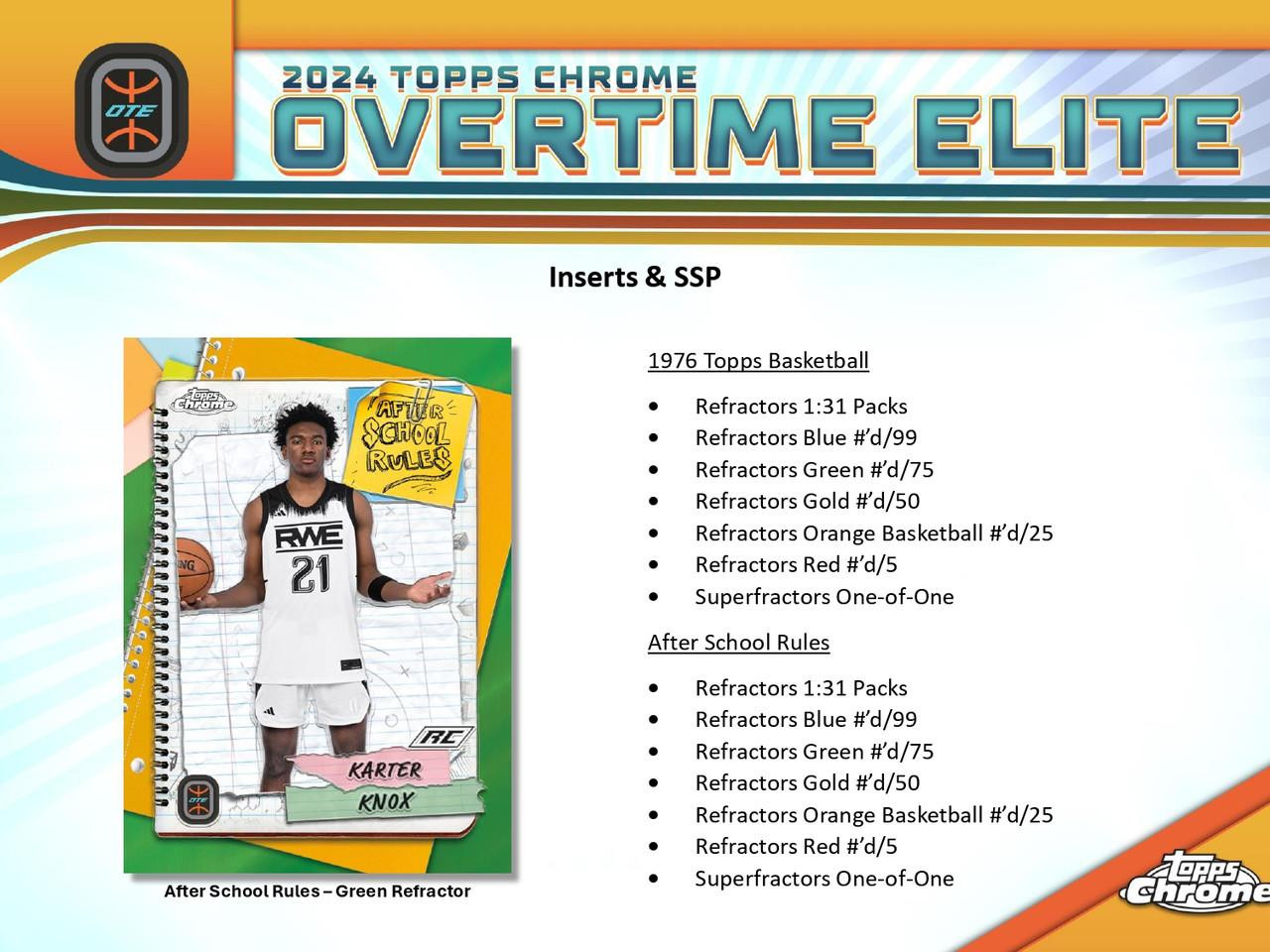 Box+デッキ+パック NBA TOPPS CHROME OVER TIME ELITE HOBBY 2023/24 Topps Chrome Overtime Elite Basketball Hobby Box