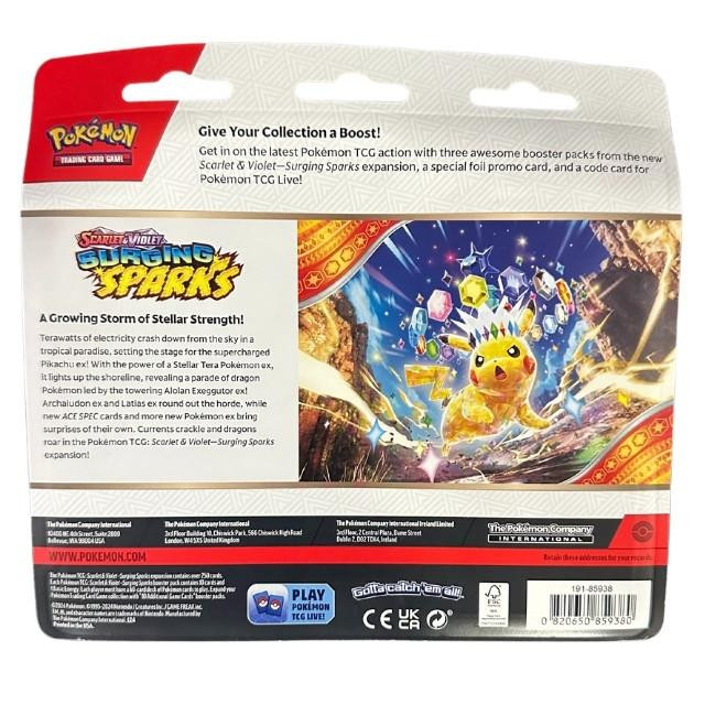 Pokemon Scarlet & Violet Surging Sparks 3-Pack Blister Pokemon Scarlet & Violet Surging Sparks 3-Pack Blister