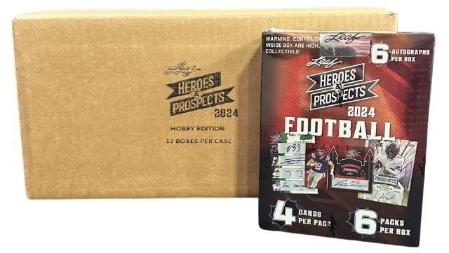 2024 Leaf Heroes & Prospects Football Hobby 12 Box Case
