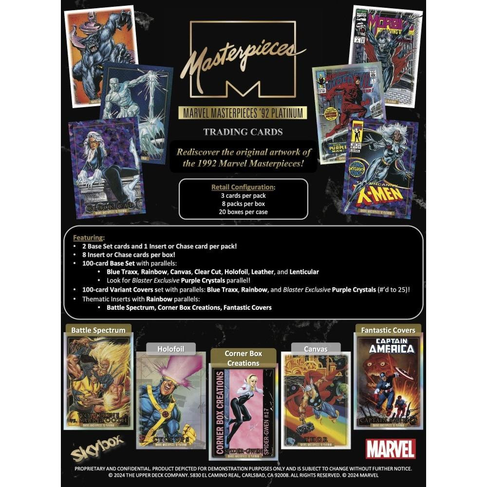 2024 Upper Deck Marvel Masterpieces '92 Platinum Clear Cut Trading Card – Ungraded, Near Mint, #1-100