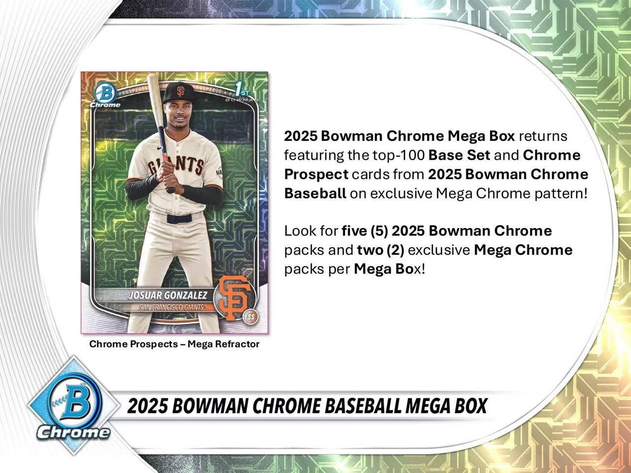記念グッズ topps Bowman Chrome 2025 2box 2025 Bowman Chrome Baseball Mega 20 Box Case