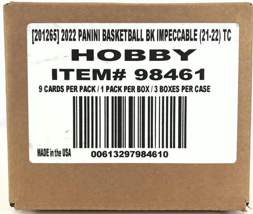 2021/22 Panini Impeccable Basketball Hobby 3 Box Case