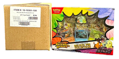 Pokemon Mega Evolution Ascended Heroes First Partners Deluxe Pin Collection 6 Box Case