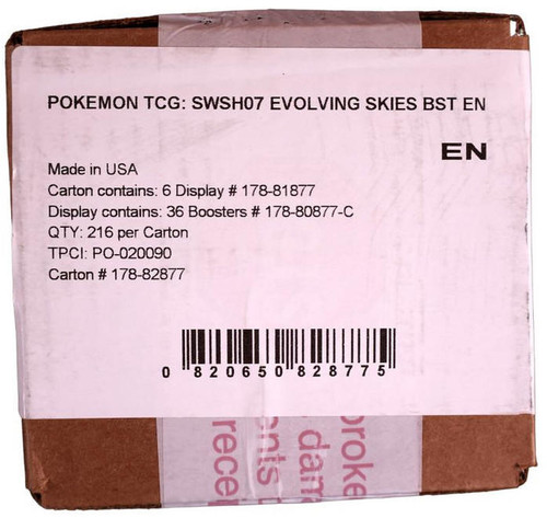 Pokemon Sword and Shield Evolving Skies Booster 6 Box Case