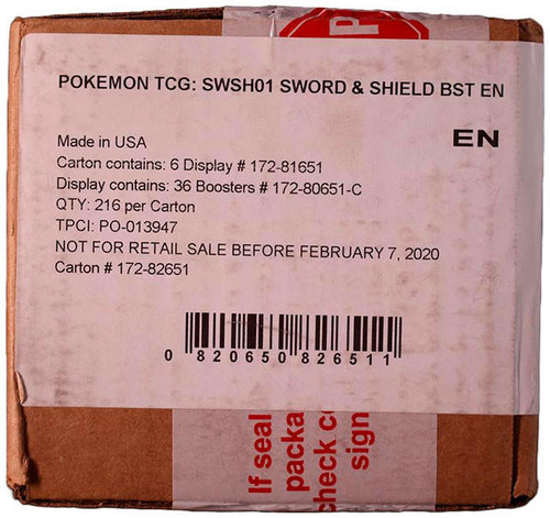 Pokemon Sword and Shield Booster 6 Box Case