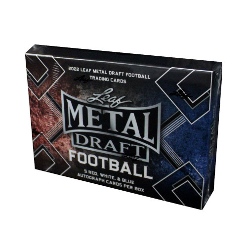 2022 Leaf Metal Draft Football Red, White, & Blue Hobby 10 Box Case