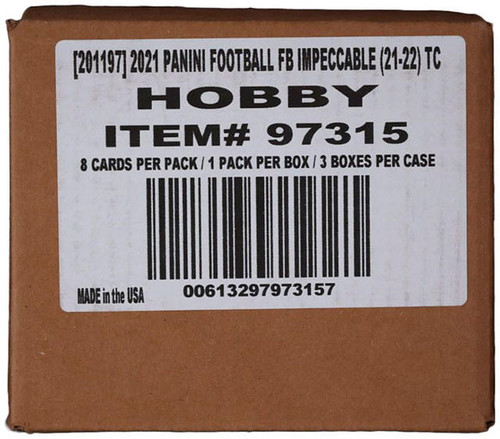 2021 Panini Impeccable Football Hobby 3 Box Case
