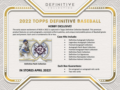 2022 Topps Definitive Baseball Hobby 3 Box Case