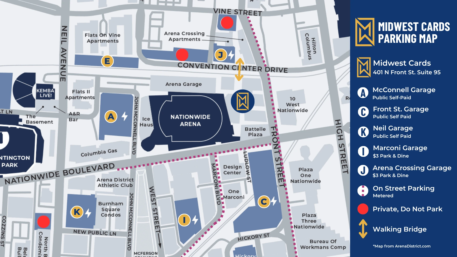 Midwest Cards Parking Map