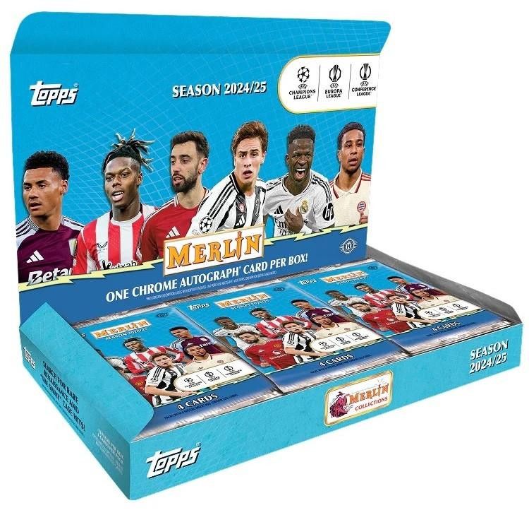 Image of 2024/25 Topps UEFA Club Competitions Merlin Chrome Soccer Hobby Box