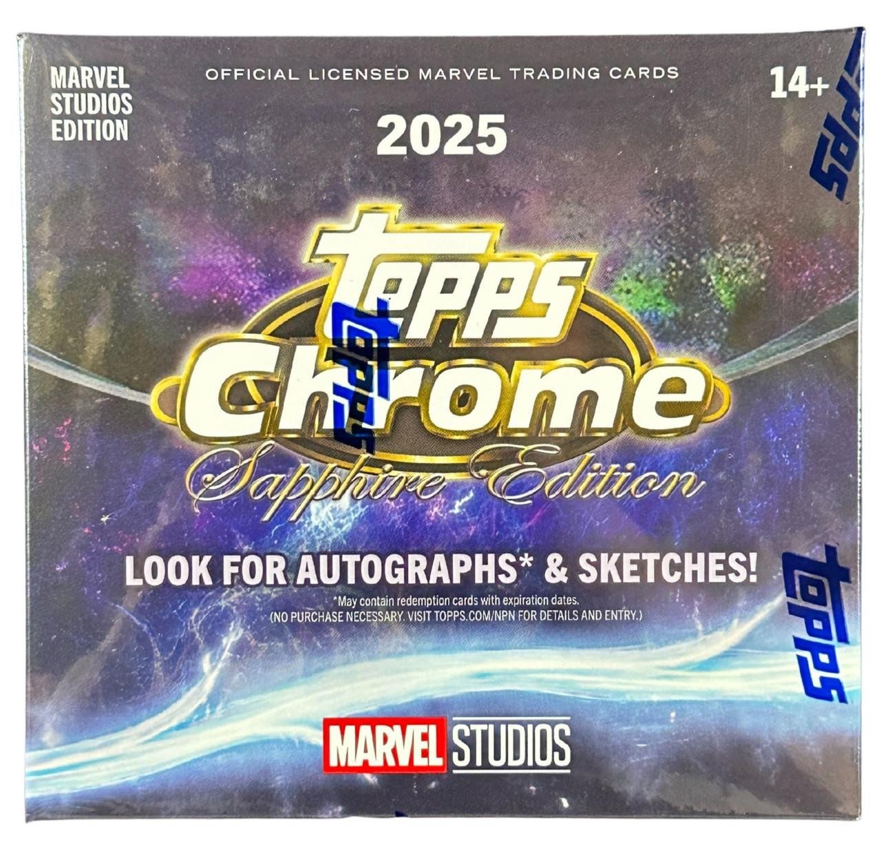 Image of 2025 Topps Chrome Marvel Studios Sapphire Edition Box