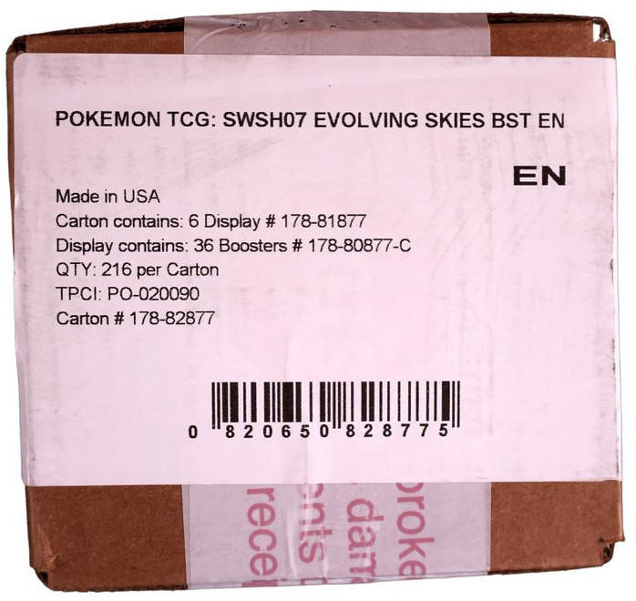 Image of Pokemon Sword & Shield Evolving Skies Booster 6 Box Case