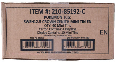 Pokemon Crown Zenith Mini Tin - 40 Tin Case
