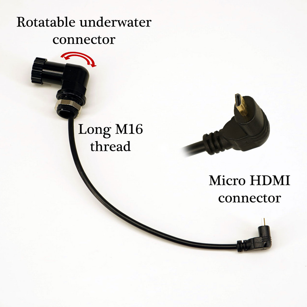 Rotatable M16 Long thread Micro HDMI connector for Ikelite D200DL