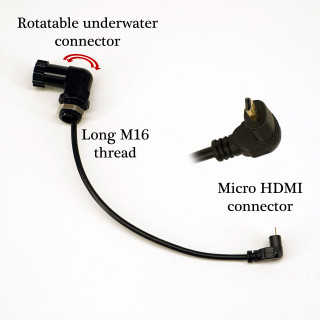 Rotatable M16 Long thread Micro HDMI connector for Ikelite D200DL Canon EOS R5