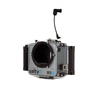 DNC-2187 rotatable waterproof HDMI bulkhead connector installed on Salty Canon R5C housing