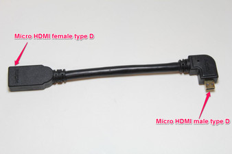 Micro HDMI extension cable, Male/Female Type D, right angle