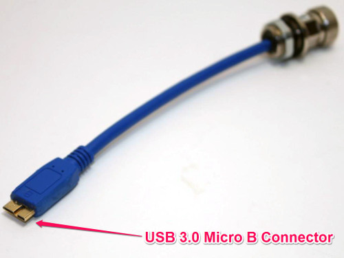 Micro B USB underwater cable, Underwater superspeed USB 3.0 Micro B bulkhead connector M16