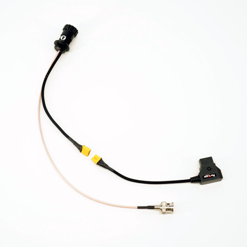DNC-2163 camera-side M16 3G-SDI and power bulkhead connector with removable D-Tap power lead