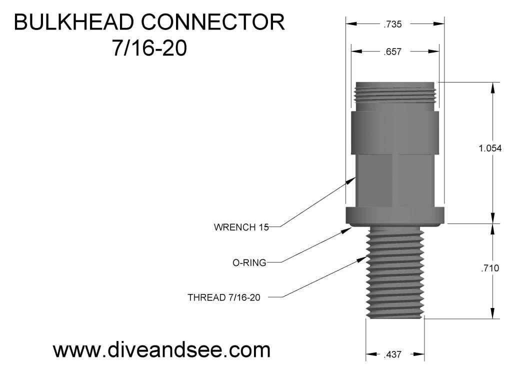 outline dimensions underwater bulkhead connector 7/15-20 thread