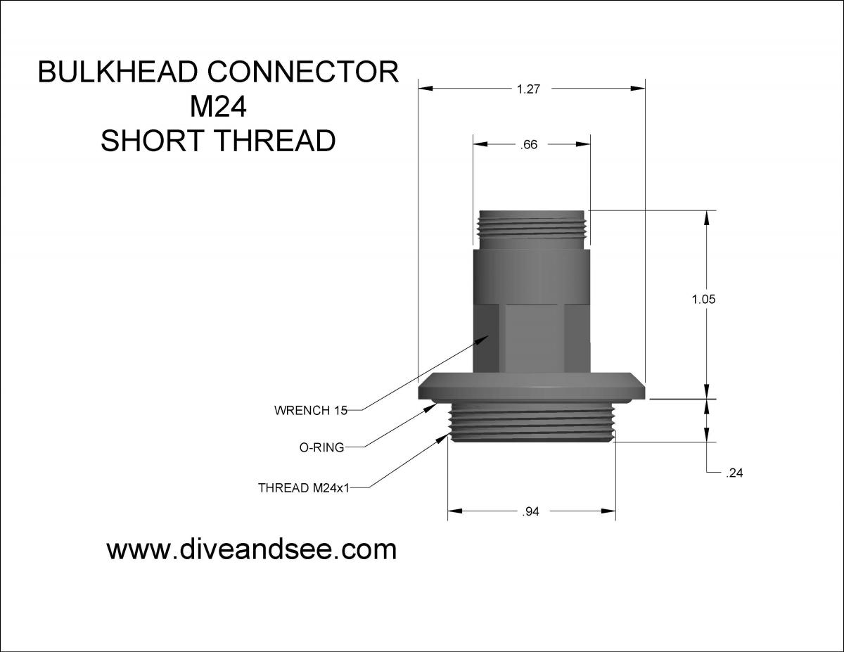 outline dimensions underwater power bulkhead connector M24 short thread