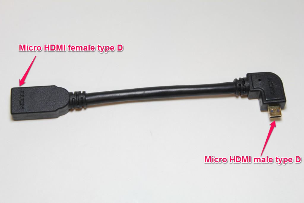 DNC-1070 Micro HDMI extension cable, Male/Female Type angle