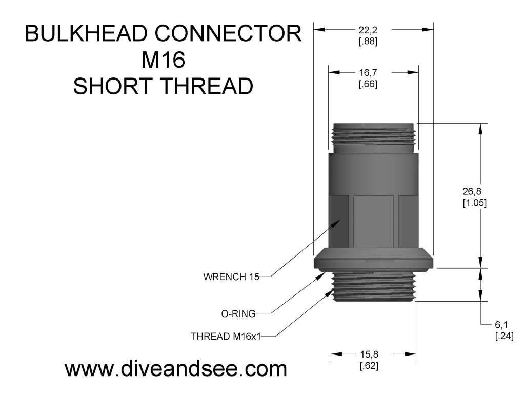 outline drawing for bulkhead connector M16