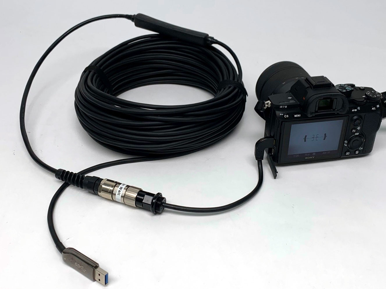 High-speed data transfer underwater cable. USB 3.0 waterproof 30 meters cable with USB 3.0 bulkhead connector