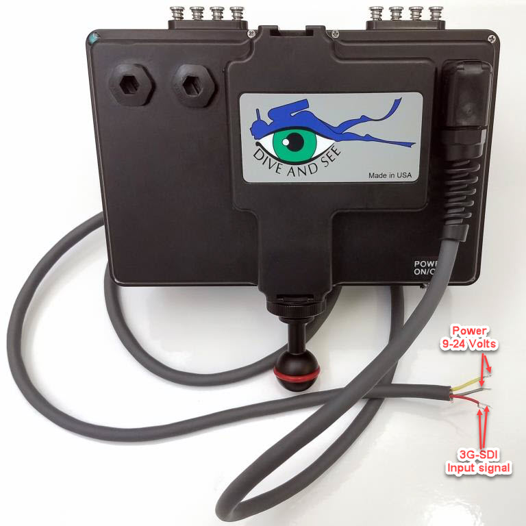 SDI and Power feed monitor trough one single waterproof cable