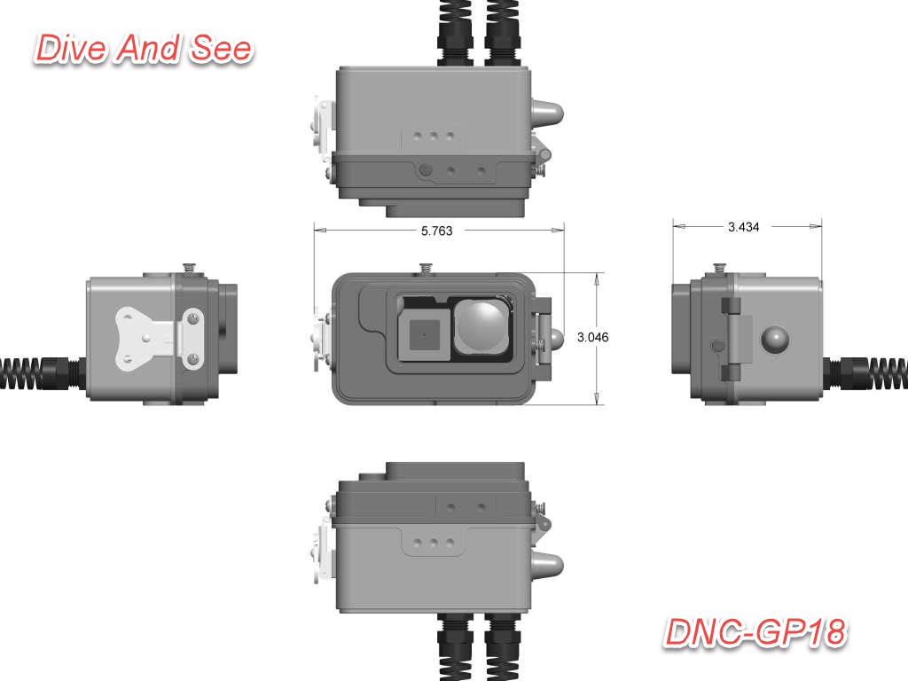 DNC GP18 outline drawing for underwater housing gopro Hero 9