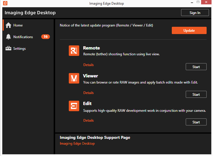 Imaging Edge Desktop software for Sony cameras