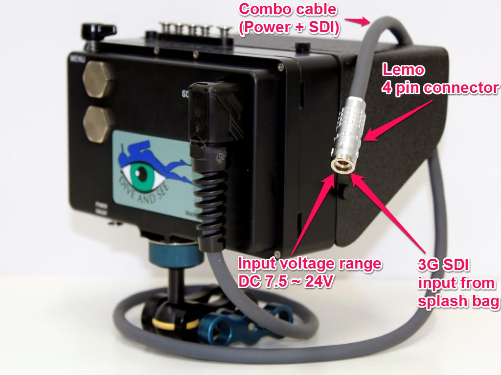 DNC-5A for Scubacam splash bag waterproof monitor