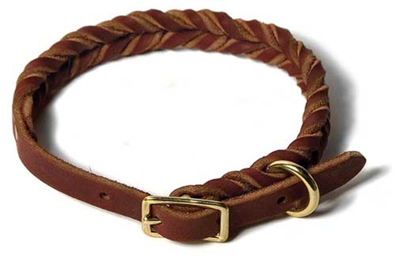 Plaited leather hot sale dog collar