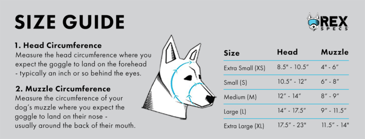 Rex Specs V2 Goggle Sizing Chart