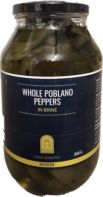 Whole Poblano Peppers 940g