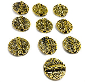 10 Antique Gold Metal Tabular Beads 10 Antique Gold Metal Tabular Beads