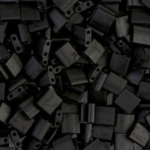 2 Hole Japanese Matte Opaque Black Tila Glass Beads 2 Hole Japanese Matte Opaque Black Tila Glass Beads