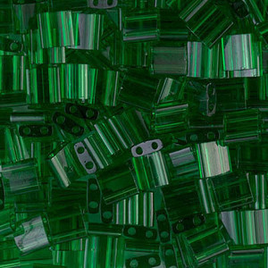 2 Hole Japanese Transparent Green Tila Glass Beads 2 Hole Japanese Transparent Green Tila Glass Beads