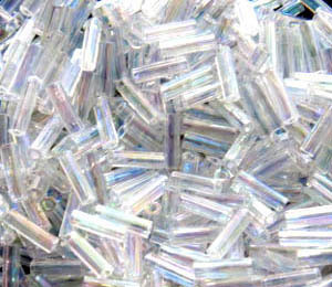 3mm Bugle Japanese Crystal AB Glass Beads 15 Gram 3mm Bugle Japanese Crystal AB Glass Beads 15 Gram