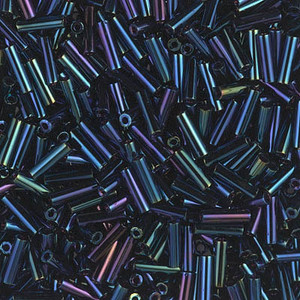 3mm Bugle Japanese Metallic Dark Blue Iris Glass Beads 15 Gram 3mm Bugle Japanese Metallic Dark Blue Iris Glass Beads 15 Gram