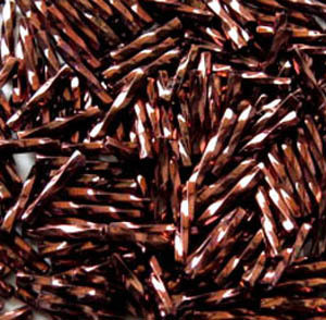 6mm Bugle Japanese Metallic Dark Bronze Twisted Glass Beads 6mm Bugle Japanese Metallic Dark Bronze Twisted Glass Beads