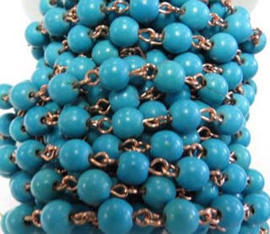 6mm Howlite Beaded Copper Plated Chain By The Foot 6mm Howlite Beaded Copper Plated Chain By The Foot