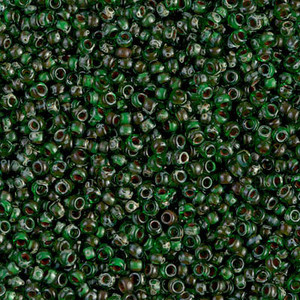 8/0 Japanese Picasso Green Glass Seed beads 15 Gram 8/0 Japanese Picasso Green Glass Seed beads 15 Gram