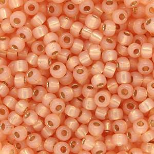 8/0 Silver Line Peach Opal Glass Beads Japanese 8/0 Silver Line Peach Opal Glass Beads Japanese