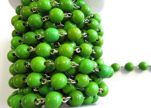 8mm Howlite Beaded Silver Plated Chain By The Foot 8mm Howlite Beaded Silver Plated Chain By The Foot