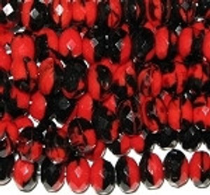 Czech Gemstone cut Czech Black/Red fire polished 25 beads Czech Gemstone cut Czech Black/Red fire polished 25 beads