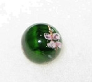 Czech handmade Emerald floral glass 14mm bead Czech handmade Emerald floral glass 14mm bead