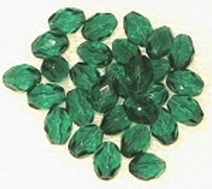 Czech Oval faceted Emerald fire polished beads 1 Czech Oval faceted Emerald fire polished beads 1