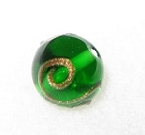Emerald Bohemian glass Czech round 14mm bead Emerald Bohemian glass Czech round 14mm bead