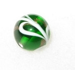 Feather Translucent Emerald glass round bead 14mm Feather Translucent Emerald glass round bead 14mm